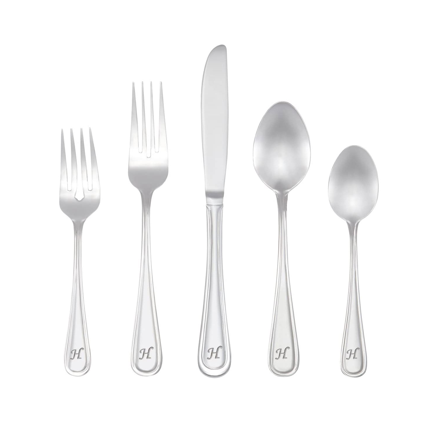 RiverRidge 46-Pc. Monogrammed Flatware, Service for 8, Marina Pattern - H