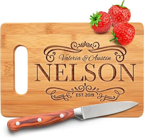  Personalized Cutting Board, 11 Designs, 5 Wood Styles -  Housewarming Wedding Gifts for Couple,Personalized Gifts for Mom and Dad,  Grandma , Engraved Kitchen Sign: Home & Kitchen