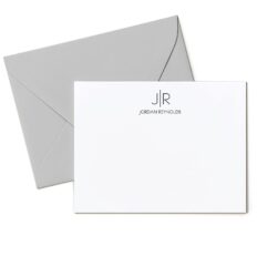 Personalized Stationery Flat Notecards w/Envelopes (A2 & A7 Sizes) - Monogram Flat Cards and Envelopes w/Name, Text, & More - Modern Stationery Thank You Card - Classy Desk Supplies - Thin Line Flat