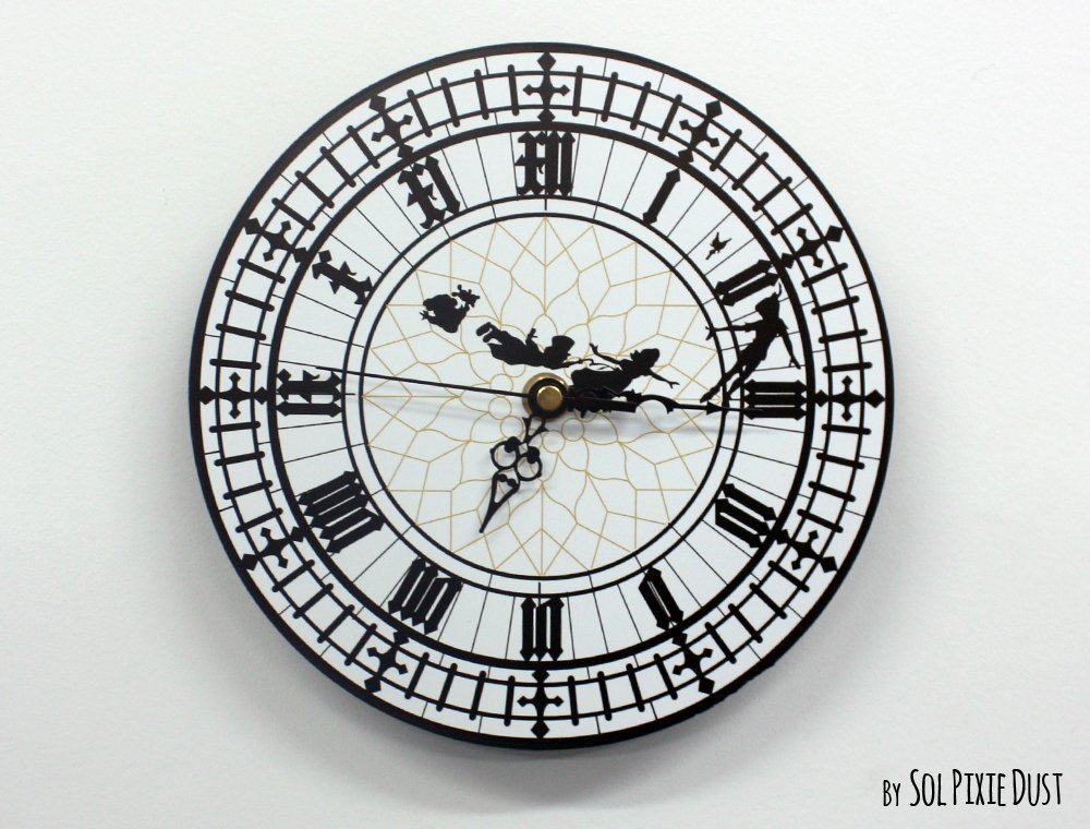 Peter Pan - Big Ben Wall Clock - Baby Room - Nursery Room - Teens Room Decor - Optional RGB LED 5V Backlit