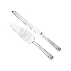 Vera Wang Love Knots Silver Personalized Wedding Cake Knife and Server Set, Custom Engraved