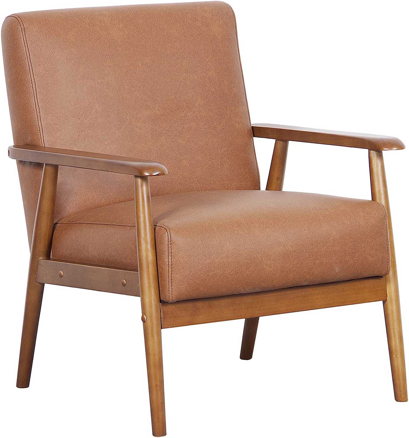Pulaski DS-D030003-329 Wood Frame Faux Leather Accent Chair, 25.38\\\" x 28.0\\\" x 30.5\\\", Cognac Brown