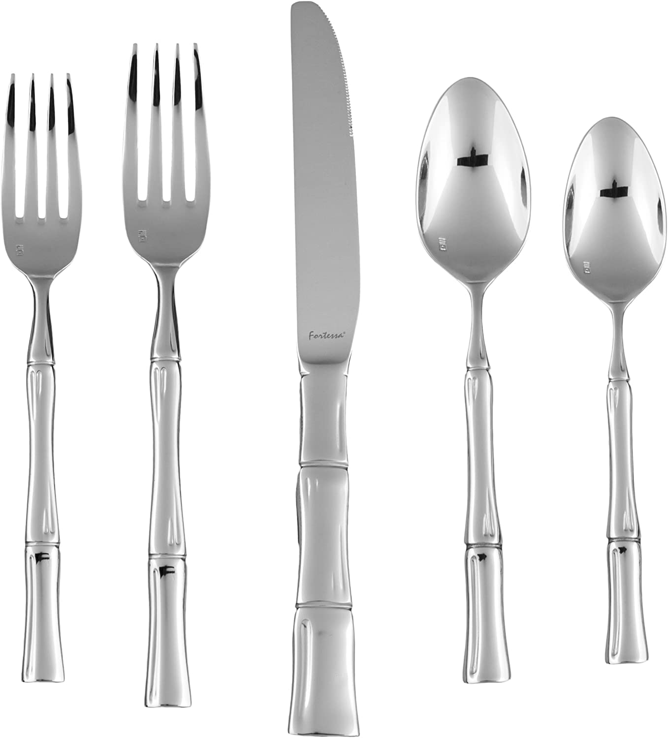 Fortessa Royal Pacific 18/10 Stainless Steel Flatware, 5 Piece Place Setting, Service for 1