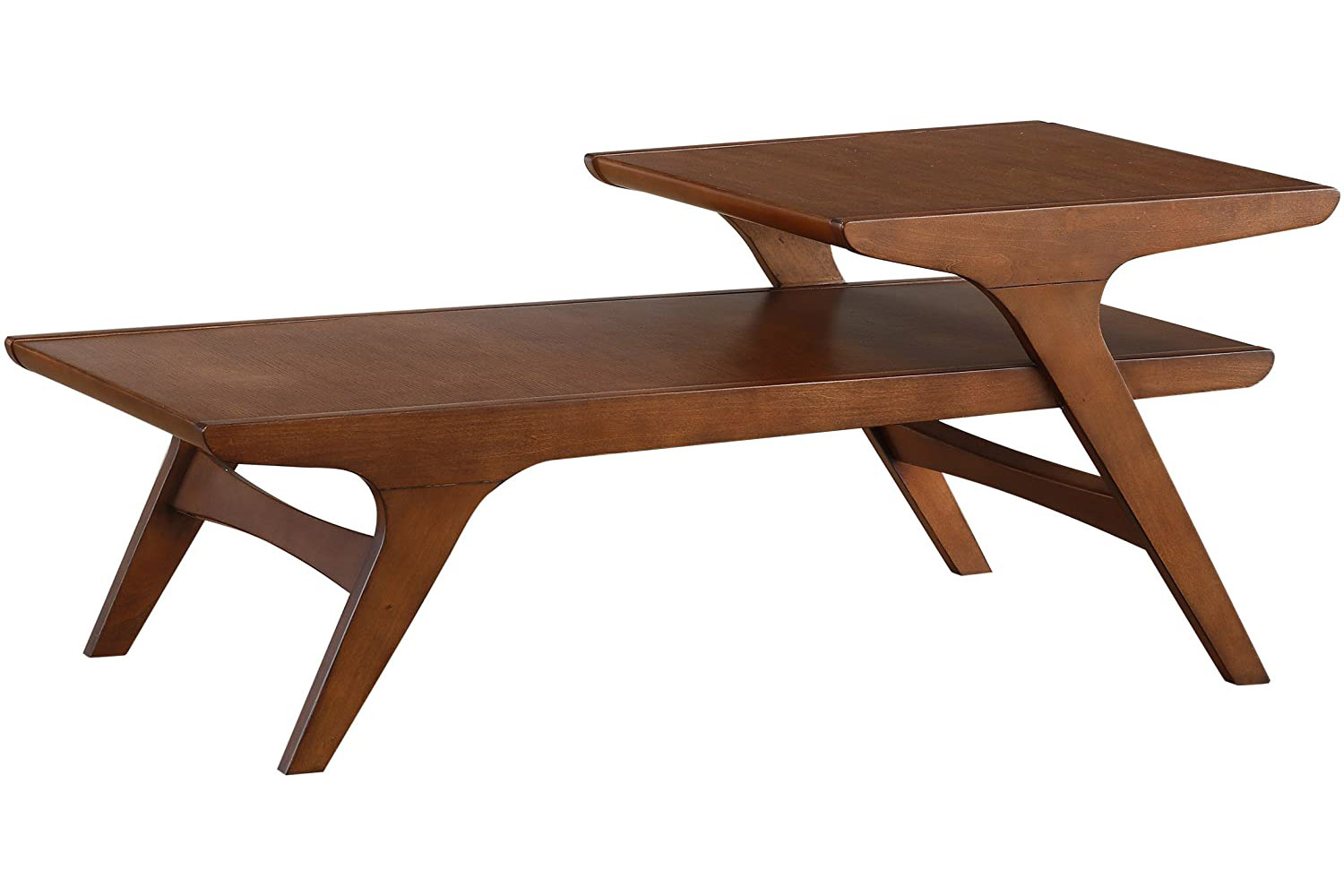 Homelegance Saluki Mid-Century Two-Tier Cocktail/Coffee Table, Cherry