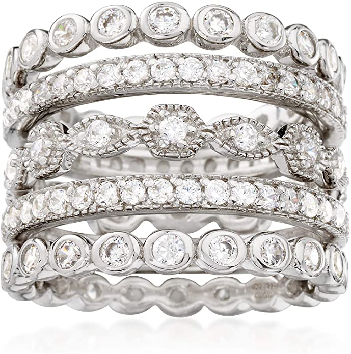 Ross-Simons 2.50 ct. t.w. CZ Jewelry Set: 5 Eternity Bands in Sterling Silver. Size 7