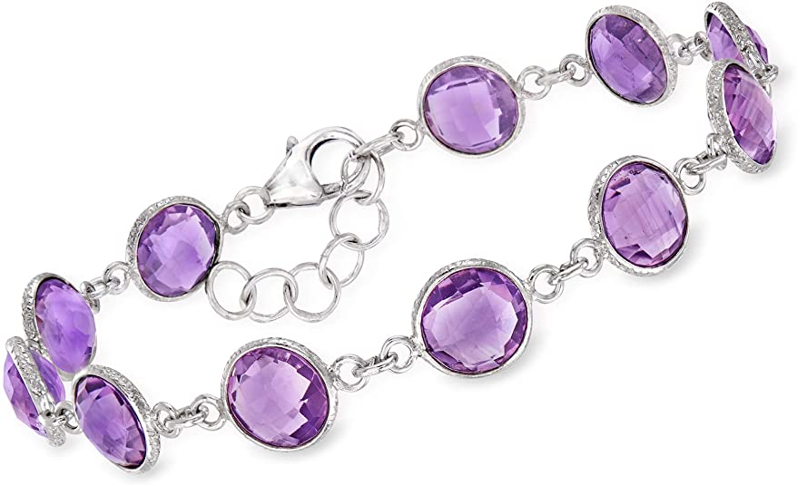Ross-Simons 16.00 ct. t.w. Amethyst Bracelet in Sterling Silver. 7.5 inches