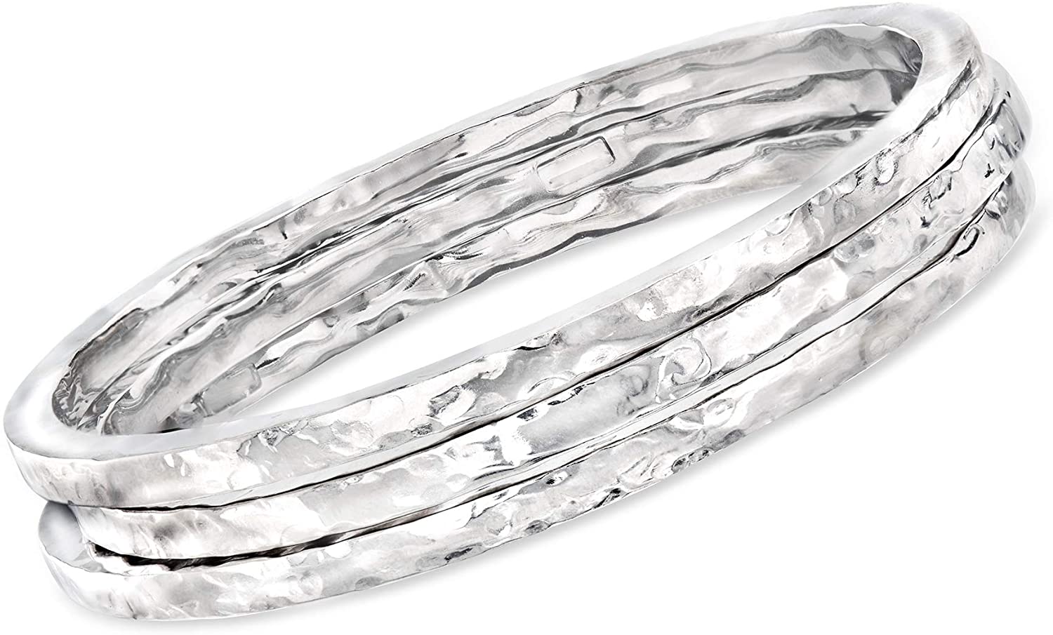 Ross-Simons Italian Sterling Silver Jewelry Set: 3 Hammered Bangle Bracelets. 7.5 inches