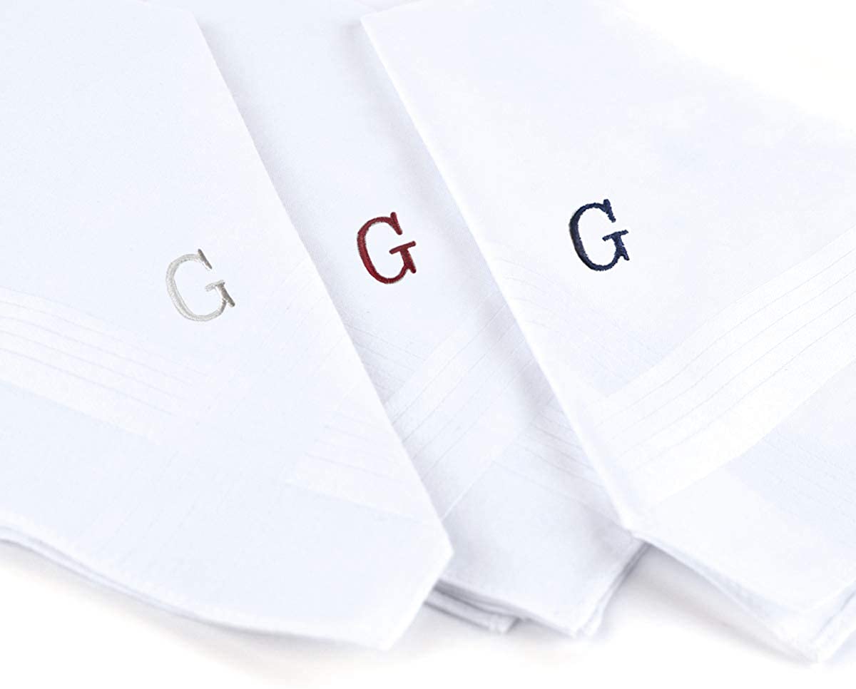 Boxed 3 pc. Initial Cotton Handkerchiefs , G initial