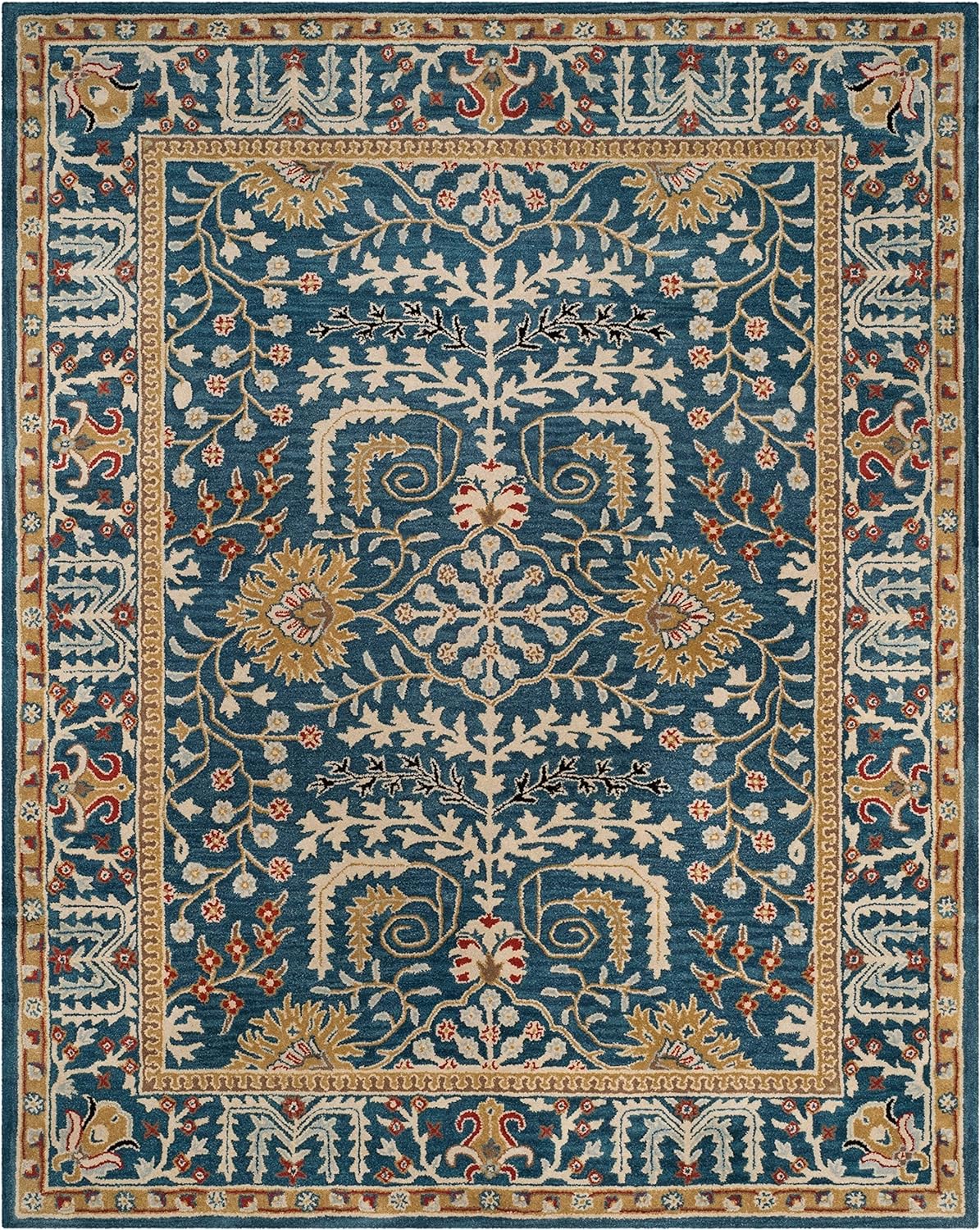 SAFAVIEH Antiquity Collection Area Rug - 9\' x 12\', Dark Blue & Multi, Handmade Traditional Oriental Wool, Ideal for High Traffic Areas in Living Room, Bedroom (AT64B)