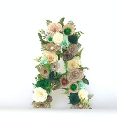 Floral Letter in brown & green paper flowers