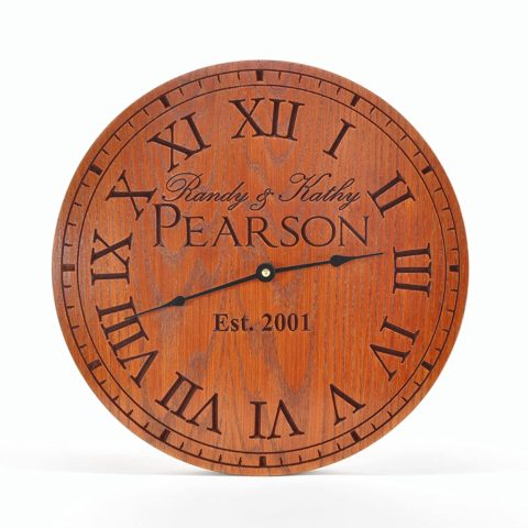 Personalized Carved Wood Clock 13\", 16\", or 20\"