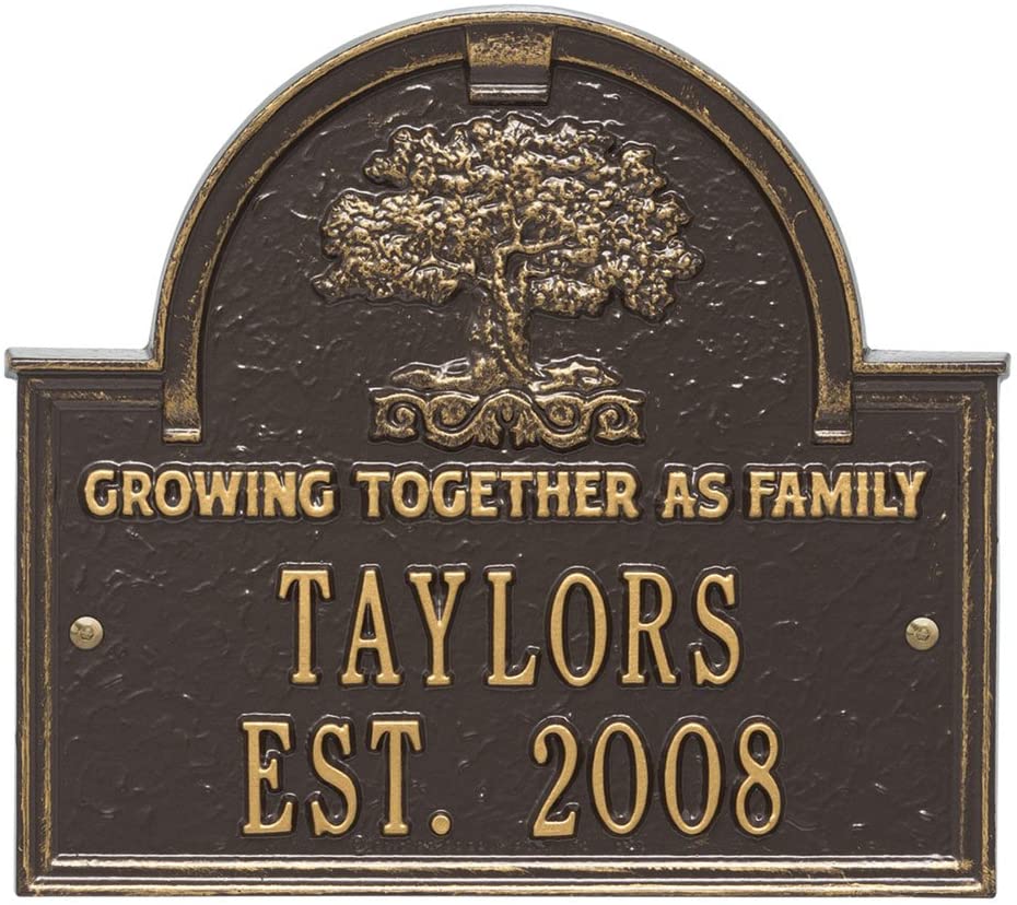 Personalized Family Tree Custom Indoor/Outdoor Anniversary Aluminum Wall Plaque - Bronze/Gold