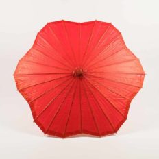 Quasimoon PaperLanternStore.com 32 Inch Red Paper Parasol Umbrella, Scallop Shaped