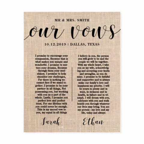 Wedding Vows Print, Custom Fabric Print, 8 x 10\" to 13 x 19\", Wedding or Anniversary Gift