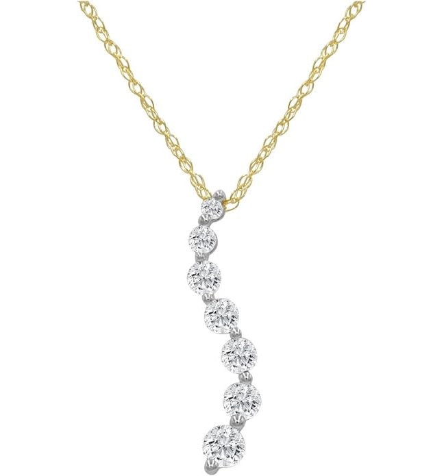 AGS Certified 1/2ct TW Journey Diamond Pendant Necklace for Women in 10K White Gold on an 18 inch 10K White Gold Chain