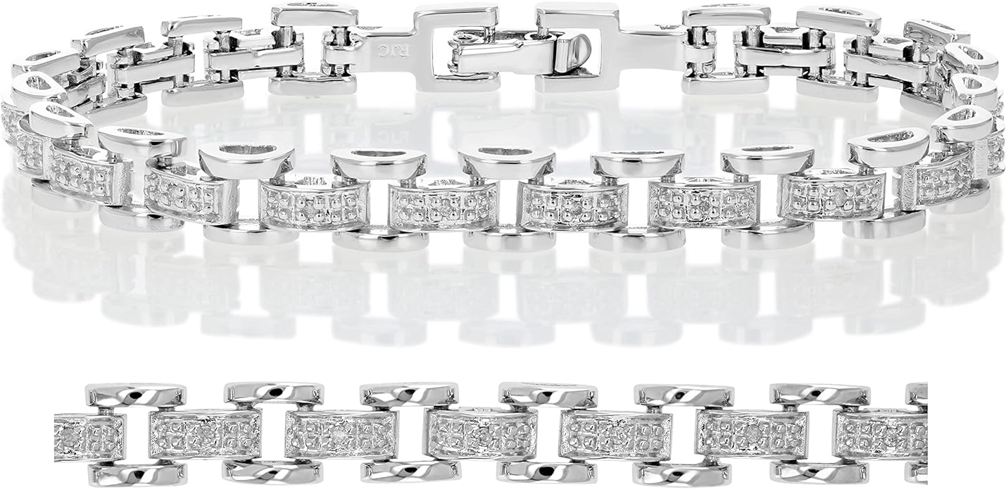 Vir Jewels 1/8 cttw Classic Diamond Bracelet in Brass with Rhodium Plating 7 Inches