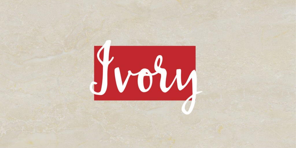 Detail of ivory texture with a text overlay that reads 'ivory'