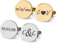 Personalized cufflinks for men, custom engraved cufflinks for groom, gold & silver wedding cufflinks for groom, initials cufflinks for men, groom cufflinks from bride