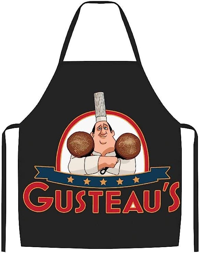 VinMea Funny Kitchen Apron, Gusteau\'s Anyone Can Cook - Ratatouille Adult Apron with Black Border