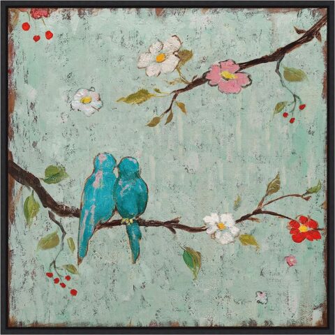 Amanti Art Framed Canvas Wall Art Print (22x22) Love Birds IV by Katy Frances Float Framed Canvas Art for Wall Decor, Living Room, Bedroom, Bathroom, Kitchen, Office or Business Artwork from WI, USA