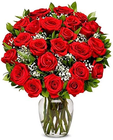 From You Flowers - Two Dozen Long Stemmed Red Roses with Free Vase (Fresh Flowers)