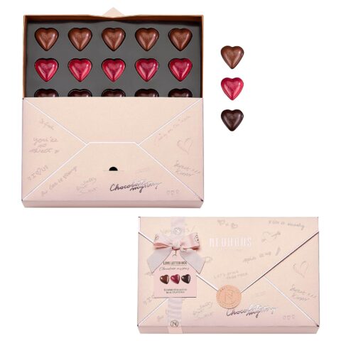 Neuhaus Belgian Chocolate 2023 Limited Edition Love Letter Box – 15 Hearts in Milk, Dark & White Chocolate – 3 Limited Edition Flavors – Romantic Chocolate Gift