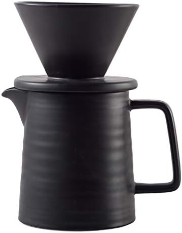 mondays. Pour Over Coffee Maker Set, Premium Black Ceramic V60 Dripper & Decanter, 1-2 Cup Home Filter Coffee Maker (Black)