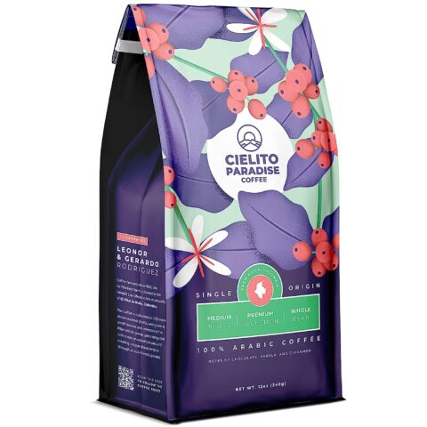 Cielito Paradise Medium Roast Colombian Whole Bean Coffee from Huila Colombia, Single Origin, 100% Arabica with silky and creamy notes of Chocolate, Panela and Cinnamon, 12oz