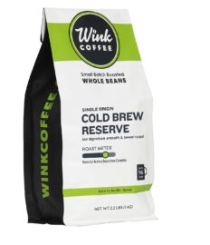 Wink Coffee Cold Brew Reserve Whole Bean Coffee, Large 2.2 Pound Bag, 100% Arabica Coffee Beans, Single Origin Colombian Andes, Smooth, Bold & Sweet