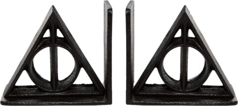 Enesco Wizarding World of Harry Potter Deathly Hallows Book Holders Bookends, 5.25 Inch, Black