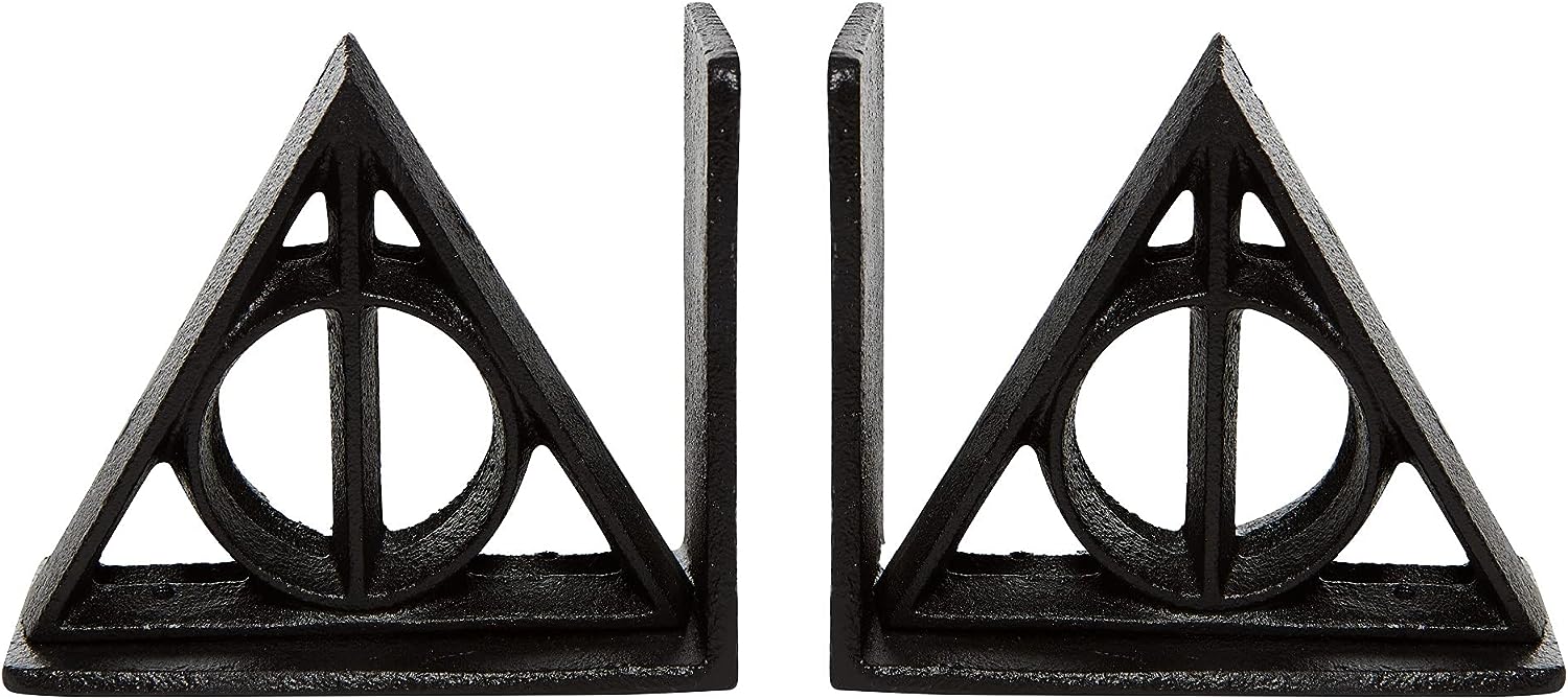 Enesco Wizarding World of Harry Potter Deathly Hallows Book Holders Bookends, 5.25 Inch, Black