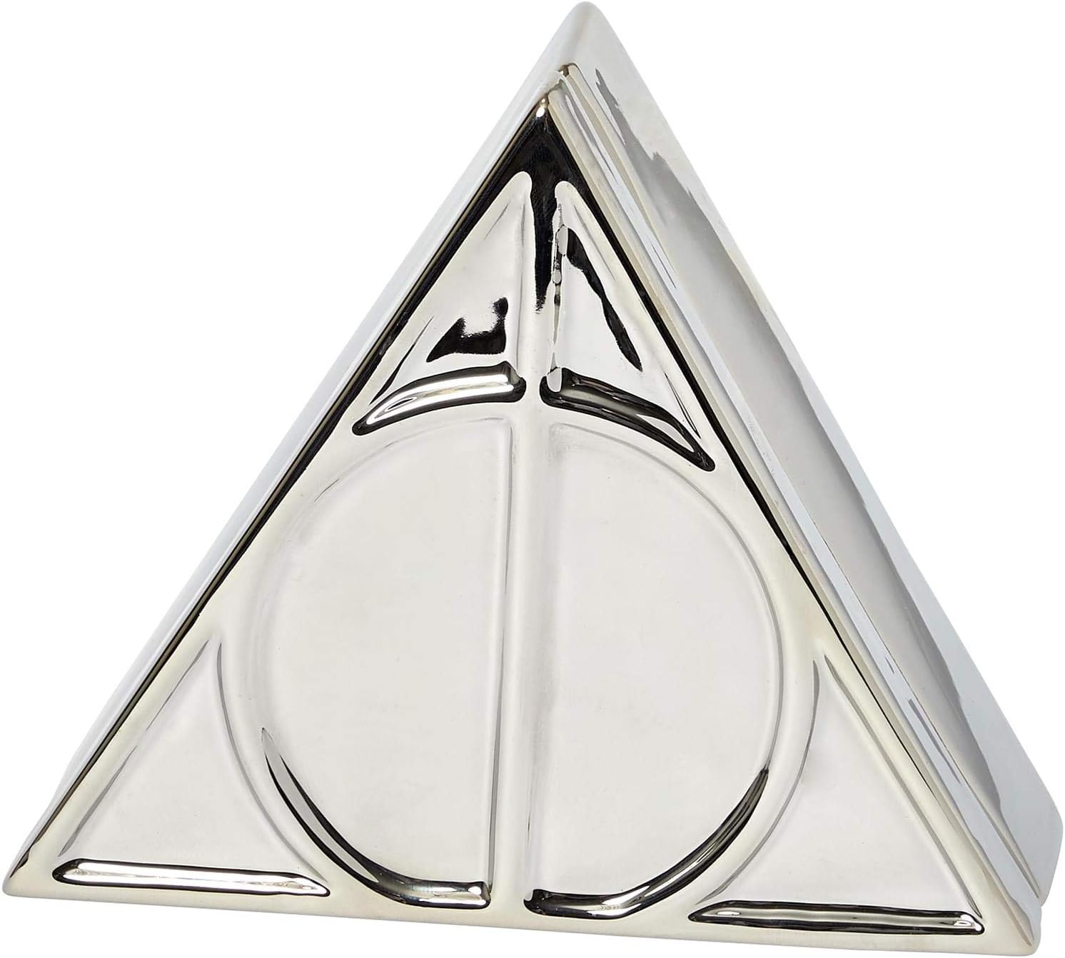 Harry Potter Deathly Hallows Silver Trinket Box - Ceramic Deathly Hallows Symbol Design with Lid - Great Gift for Any Fan - 12 oz