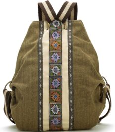 Goodhan Women Canvas Backpack Daypack Casual Shoulder Bag, Vintage Heavy-duty Anti-theft Travel Backpack