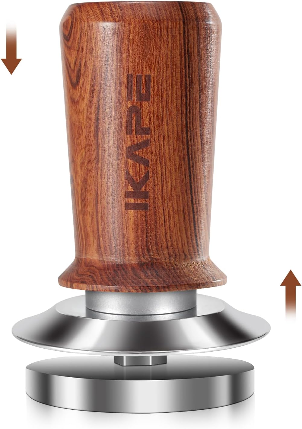 IKAPE 58.35mm Espresso Coffee Tamper, Spring-loaded Calibrated Tamper with Premium Stainless Steel,Walnut Wooden-Handle Tamper Compatiable with Over 58MM Espresso Machine Bottomless Portafilter