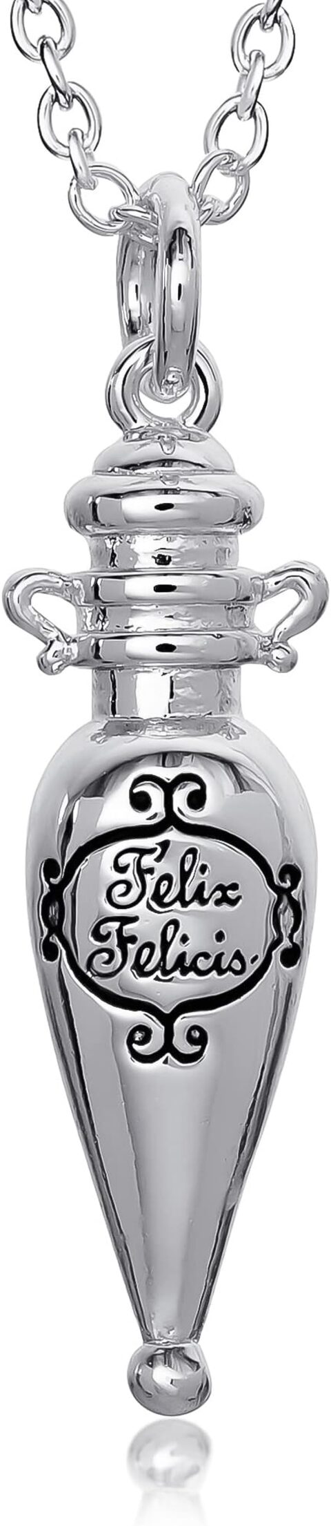 Harry Potter Silver Plated Felix Felicis Potion in The Bottle Pendant Necklace, 18” Chain