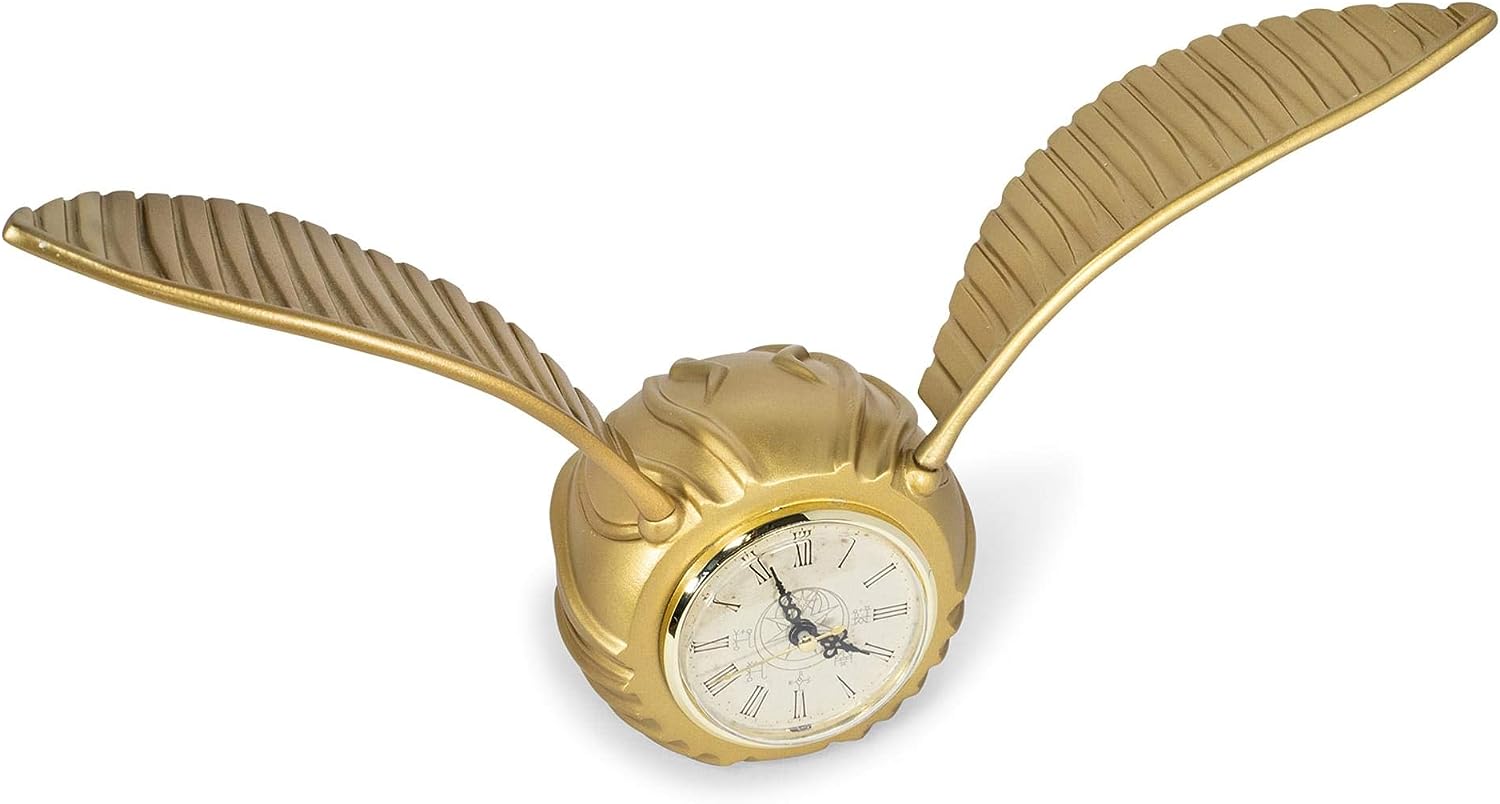 Harry Potter Golden Snitch Replica Desk Clock | Battery Operated Clock | Geek Decor for Bedroom, Bedside Table, Desk, Office | Collectible Quidditch Snitch Clock | 9 x 18 Inches