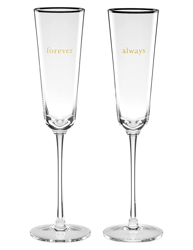 Kate Spade New York Cheers to Us Always & Forever Toasting Flute Pair, 0.68, Clear