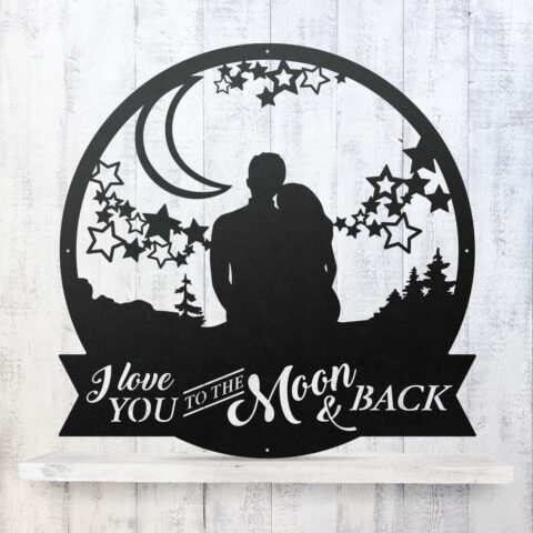 RealSteel - Love You To The Moon Wall Art - Valentines Day Gifts for Her - Modern Home Décor - Perfect for Couples, Weddings, Anniversaries, Birthdays - Romantic Gifts for Her (24\\\\\\\", Black)