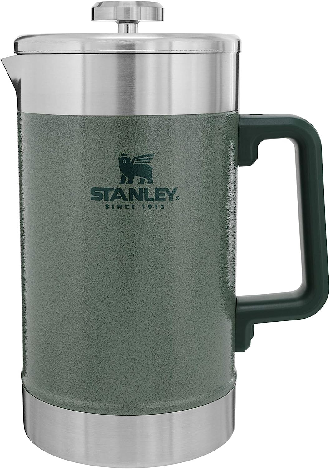 Stanley French Press 48oz with Double Vacuum Insulation, Stainless Steel Wide Mouth Coffee Press, Large Capacity, Ergonomic Handle, Dishwasher Safe, Hammertone Green