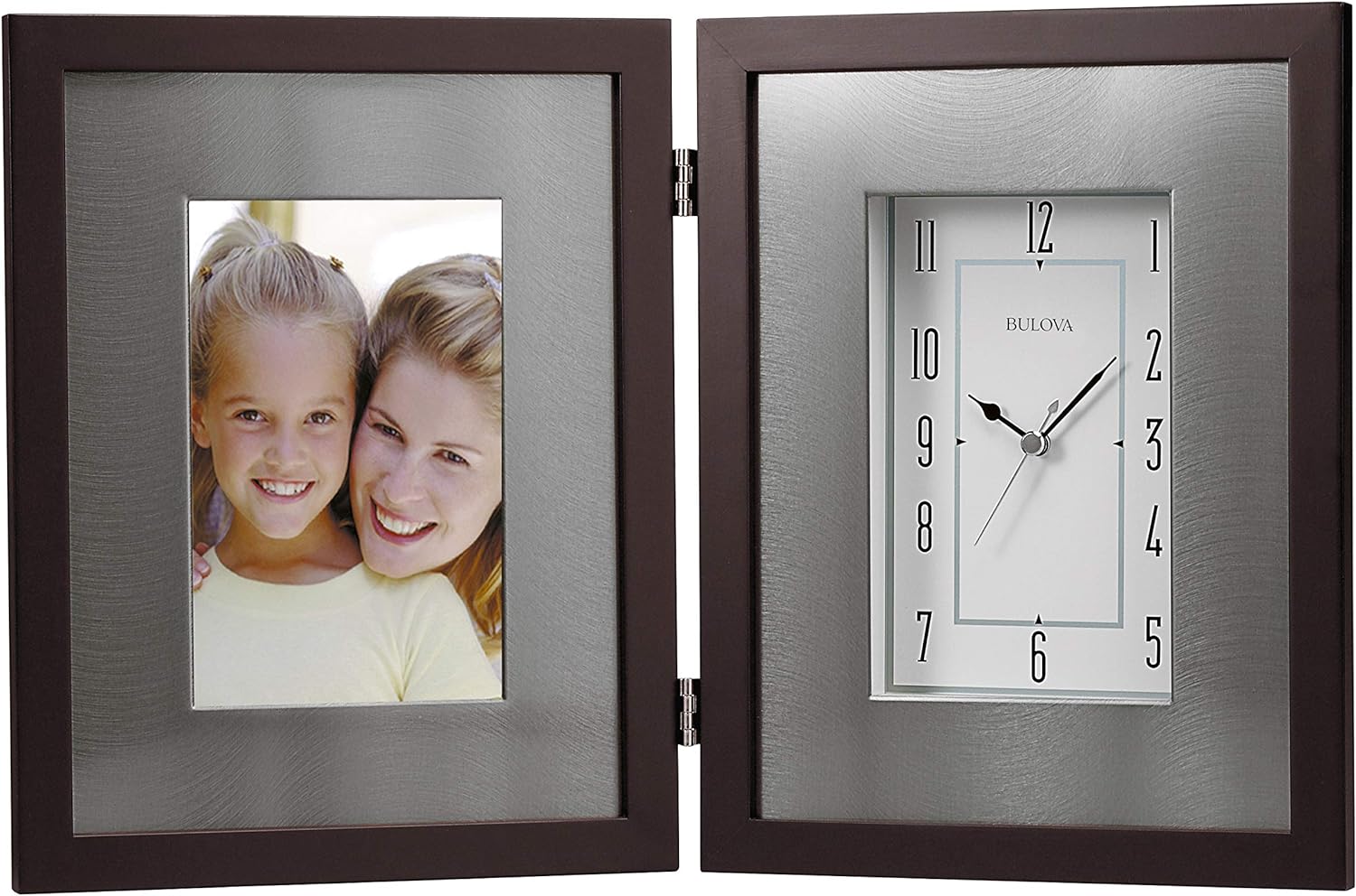Bulova B1234 Winfield Picture Frame Clock, Espresso Brown