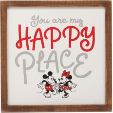 Open Road Brands Disney Mickey and Minnie Mouse You are My Happy Place Framed Wood Wall Decor - Cute Mickey Mouse Picture