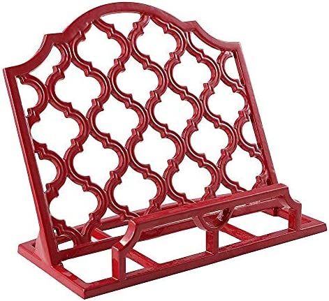 Vintage Cast Iron Cookbook Stand Holder Large Cookbook Holder Red Metal Cookbook Stand for Kitchen iPad Recipe Book Stand