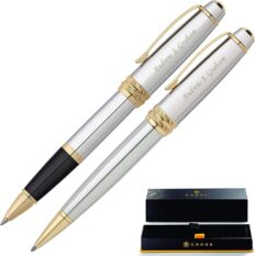 Dayspring Pens Cross Pen Set | Personalized Cross Bailey Medalist Rollerball and Ballpoint Gift Pen Set. Custom Engraved Fast Case Included.
