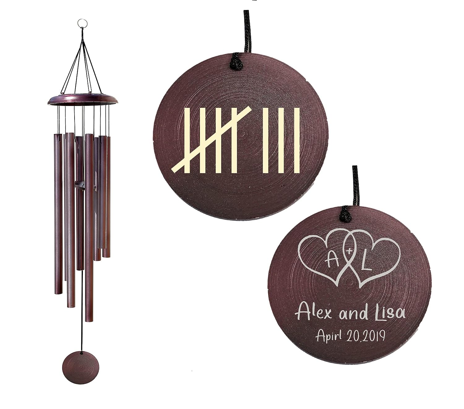Personalized 8th Anniversary gift wind chime - Traditional bronze anniversary gift windchime, Gift for Couples, Gift for wife, gift for her