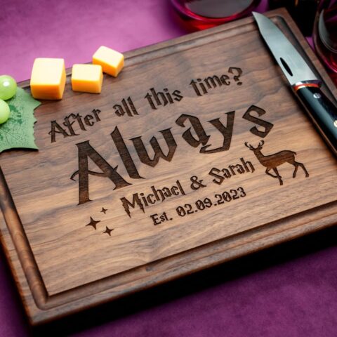 Straga - Engraved Cutting Boards for Personalized Gifts, Practical Wedding Gifts and Keepsakes, Customize Your Wood Board, Style and Design (Wizard Couple Design No.990)