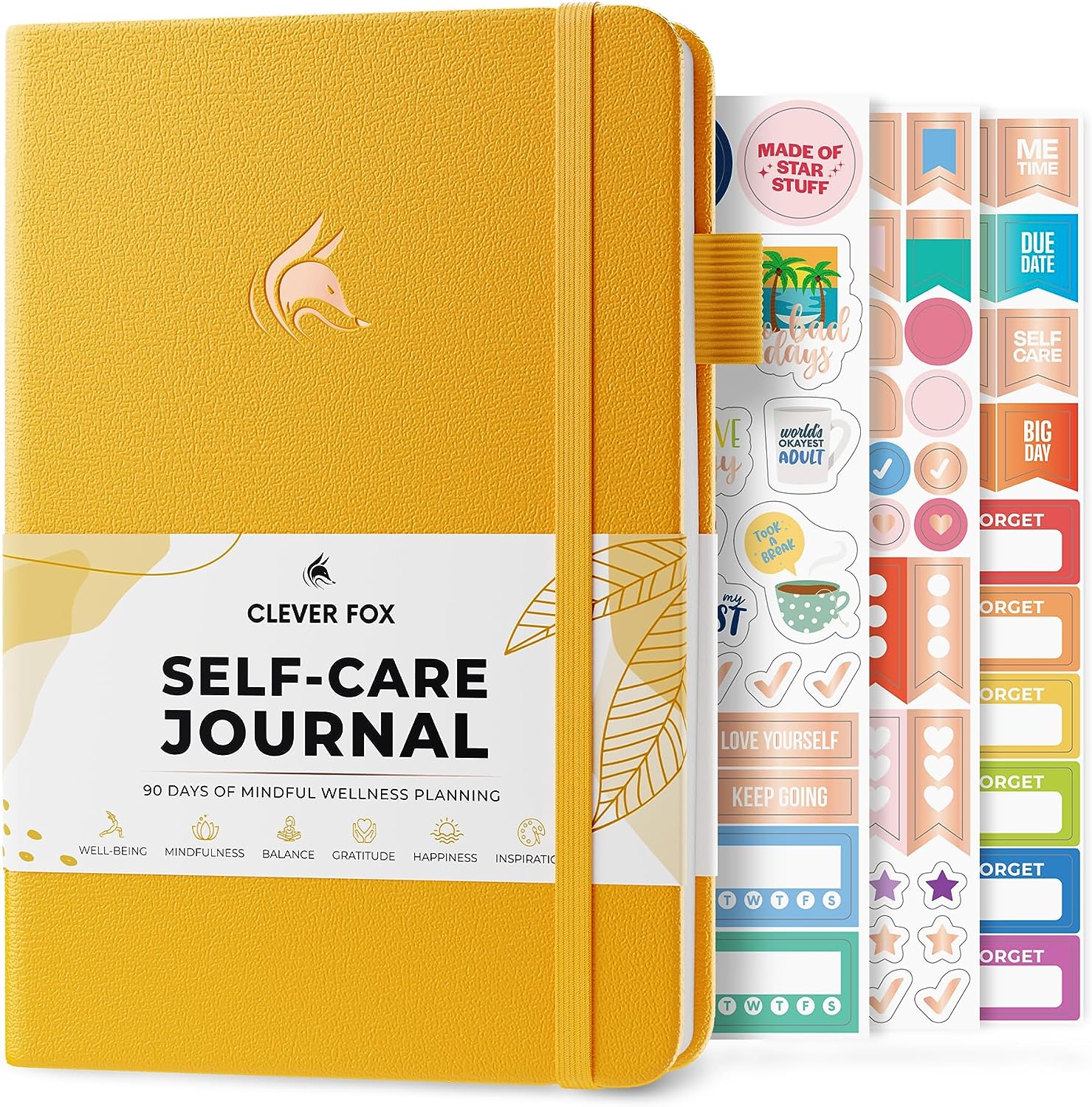 Clever Fox Self-Care Journal – Wellness & Daily Reflection Notebook – Mental Health & Personal Development Journal – Self Care Planner, Meditation & Mood Journal for Women & Men – A5 Size (Amber Yellow)