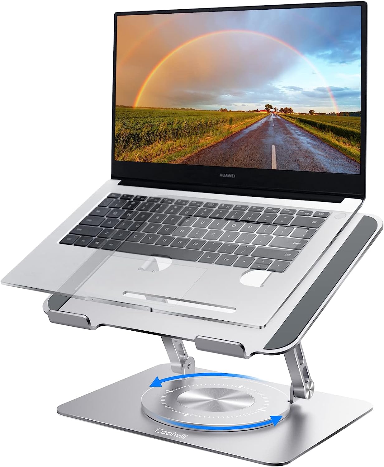 Coolwill Laptop Stand 360° Rotating, Foldable Aluminum Laptop Desk Stand, Adjustable Height Laptop Riser, Ergonomic Computer Monitor Stand, Compatible with PC, MacBook Air/All 10-16\\\" Laptops