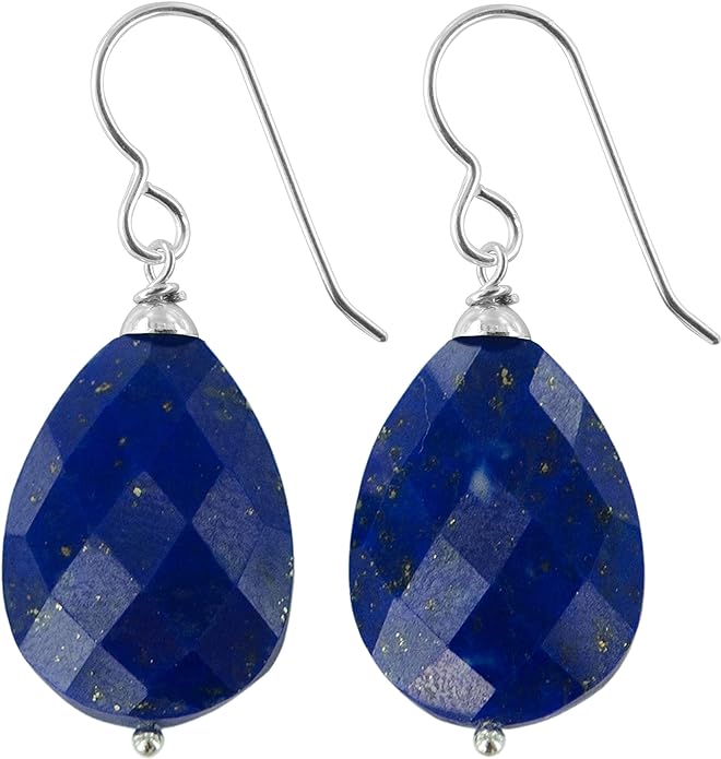 Lapis Lazuli Natural Gemstone Sterling Silver Handmade Earrings