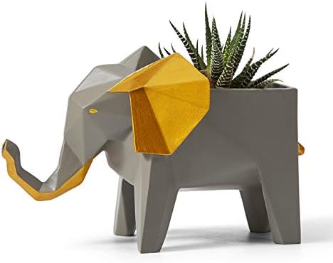 HAUCOZE Elephant Succulent Planter Pot Animal Statue Decor Polyresin Home Gifts 6.9 inch