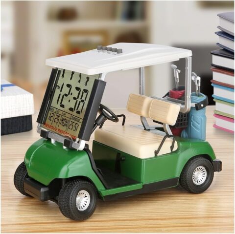 10L0L LCD Display Mini Golf Cart Clock for Golf Fans Great Gift for Golfers Superior Race Souvenir Novelty Golf Gifts (Green)